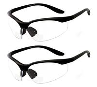 grinderPUNCH 2 Pair Safety Glasses ANSI Z87 Impact Resistant Non-Slip Wrap Around Clear Lens Bifocal Reading Glasses Diopter/+3.00
