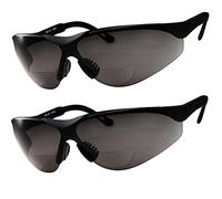 grinderPUNCH 2 Pairs Bifocal Safety Sunglasses Black Lens with Reading Corner - Fully Adjustable Arms Diopter/+1.00