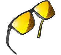 grinderPUNCH Night Driving Glasses Anti Glare Polarized For Women Men Night Vision Yellow Lens Driving Glasses UV Protection (Black Frame/Polarized Yellow Lens)