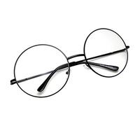 grinderPUNCH Non-Prescription Round Circle Frame Clear Lens Glasses Medium Black