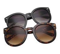grinderPUNCH Oversized Sunglasses For Women Round Circle Oversized Mod Fashion 2 Pack