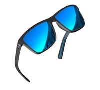 grinderPUNCH Polarized Square Sunglasses for Men Black Designer Polarized Sunglasses Trendy Shades Sunglasses For Men UV400-1Pack Blue