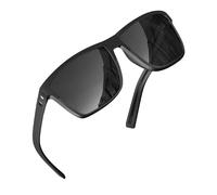 grinderPUNCH Polarized Square Sunglasses for Men Black Designer Polarized Sunglasses Trendy Shades Sunglasses For Men UV400-1Pack Black