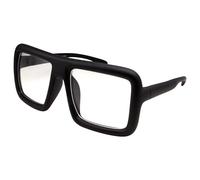 grinderPUNCH Thick Square Frame Clear Lens Glasses Eyeglasses Super Oversized Fashion and Costume - Matte Black