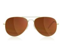 grinderPUNCH Unisex Aviator Sunglasses | Fashionable & Lightweight Frame Suits All Face Shapes | 100% UV Protection (Metal Gold Frame/Brown Lens)