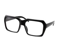 grinderPUNCH XL Oversized Black Nerd Clear Glasses - Men and Women - Square Costume (Black)