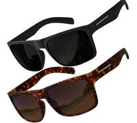 grinderPUNCH XL XXL Sunglasses Men Big Head Extra Large Polarized UV400 (2Pack Matte/Black - Brown, LARGE FIT)