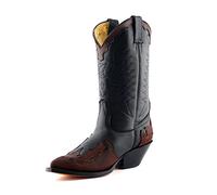 Grinders Arizona Black Burgundy Real Leather Cowboy Boot Slip On Pointed Boots New Western Fashion Stylish Unisex Hand Crafted Shoes (UK 12 /EU 46)