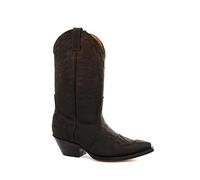 Grinders Arizona HI Unisex Leather Cuban Heel Cowboy Boots Brown 10