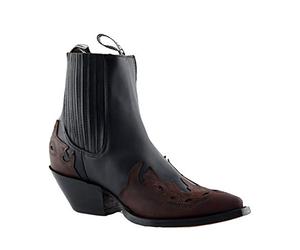 Grinders Arizona Lo Black and Burgundy Unisex Leather Biker Cuban Heel Cowboy Boots 10
