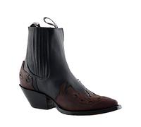 Grinders Arizona Lo Black and Burgundy Unisex Leather Biker Cuban Heel Cowboy Boots 9