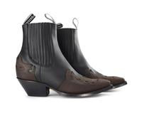 Grinders ARIZONA LO Black/Burgundy Unisex Leather Cuban Heel Casual Cowboy Boots