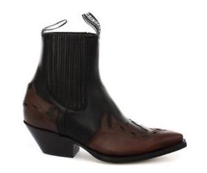 GRINDERS Arizona Lo Unisex Black Burgundy Cowboy Western Leather Ankle Boots