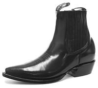 Grinders Austin Men Black Real Leather Ankle Zip Block Heel Western Cowboy Boots (8 UK / 42 EU)