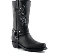 Grinders Bald Eagle Hi Black Mens Womens Harness Western Cowboy Boots Size 3-12