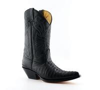 Grinders Black Leather Western Cowboy Boots - Carolina - Black - UK 6 | EU 40 | US 8.5