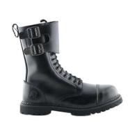 Grinders Camelot CS Black 14 Eyelet Twin Buckle Unisex Steel Toe Boots (Mens UK 8 / EU 42)