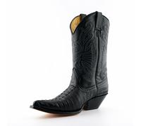 Grinders Carolina CROC Black Leather Crocodile Tail Boot Cowboy Western Boots