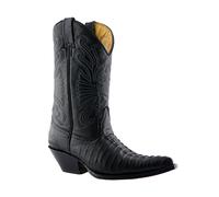 Grinders Carolina CROC Black Leather Crocodile Tail Boot Cowboy Western Boots