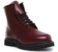 Grinders Cedric Cs Unisex 8 Eyelet Lace Up Combat Boot In Cherry Size UK 2- 12