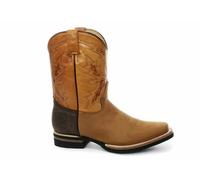 Grinders El Paso Tan Brown Leather Slip On Mid Calf Cowboy Boots