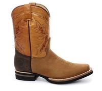 Grinders El Paso Tan Brown Leather Slip On Mid Calf Cowboy Boots 42