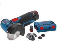 Bosch Professional 12V System GWS 12V-76 cordless angle grinder (three cutting discs, disc diameter: 76 mm, including 2x3.0 Ah batteries and charger, in carton)
