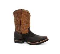 Grinders Frontier Tan Brown Leather Square Toe Cowboy Ankle Chelsea Boots 46