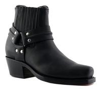 Grinders Harness Lo Mens Womens Black Biker Western Cowboy Ankle Boot Size 3-12