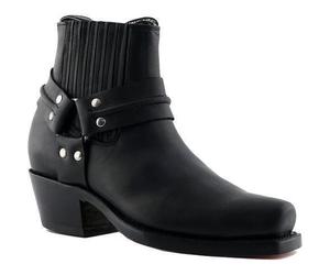 Grinders Harness Lo Mens Womens Black Biker Western Cowboy Ankle Boot Size 3-12