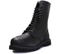 Grinders Unisex Leather Military Boots - Herald - Black - Size UK 9