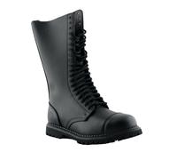 Grinders King Black Leather Boots 20 Eye Hole Steel Toe Cap Military Punk