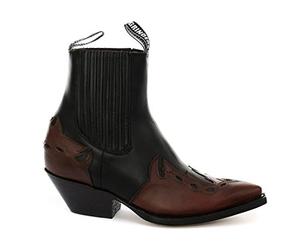 Grinders Men's Arizona Lo Black Burgundy Real Leather Cowboy Ankle Boot Cuban Heel Slip on Pointed Boots New Western Fashion Stylish Hand Crafted Shoes (8 UK / 42 EU)