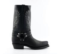 Grinders Mens Black Leather Cowboy Boots-Bald Eagle - Black - UK 6 | EU 40 | US 8.5