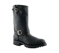 Grinders Mens Engineer Wild One Black Biker Boots Western Combat Leather Buckle