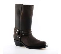 Grinders Mens Harness Hi Crazy Horse Dark Brown Leather Western Cowboy Boots (Numeric_8)