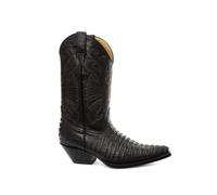 Grinders Mens Hi Cowboy Boots Pointed Black Brown Grinders Leather Crocodile Western Cuban - Black - UK 11