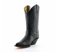 Grinders Men's Women Buffalo Black Cowboy Western Leather Slip On Pointed Boots