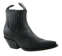 Grinders Mustang Black Real Leather Cowboy Boot Slip On Cuban Heel Chelsea Boots