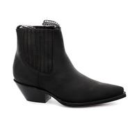 Grinders Mustang Black Real Leather Cowboy Boot Slip On Cuban Heel Chelsea Boots New Western Fashion Stylish Hand Crafted Shoes (Mens UK 10 / EU 44)