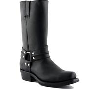 Grinders Renegade Hi Mens Womens Black Motorcycle Cowboy Biker Boots UK 3-12