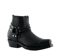 Grinders Renegade Lo Black Leather Boots Cowboy Western Biker Boots