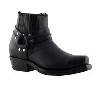 Grinders Renegade Lo Black Unisex Leather Boot Cowboy Western Biker Ankle Boots