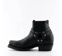 Grinders Renegade Lo Black Unisex Leather Boot Cowboy Western Biker Ankle Boots