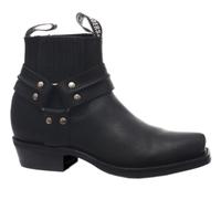 Grinders Renegade Lo Black Unisex Leather Boot Cowboy Western Biker Ankle Boots