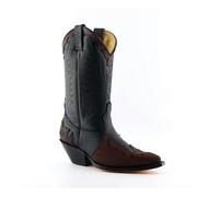 Grinders Unisex Black/Burgundy Leather Cowboy Boots-Arizona - Black/Burgundy - UK 5 | EU 38 | US 8