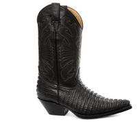 Grinders Unisex Black Leather Western Cowboy Boots - Carolina Crocodile - Size EU 44