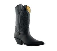 Grinders Unisex Buffalo Black Leather Slip On Western Cowboy Boots 6