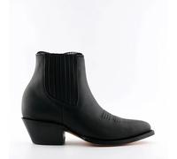 Grinders Unisex Maverick Black Genuine Leather Ankle Boot Western Cowboy Boots