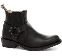 Grinders Unisex Real Leather Biker Ankle Boots Rock Punk Buckle Cowboy Riding